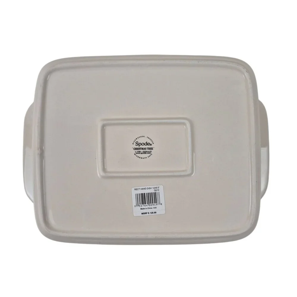 Spode Christmas Tree Rectangular Handled Dish S3324-A10 NIB 12 x 9.5 in Holiday - Picture 9 of 10